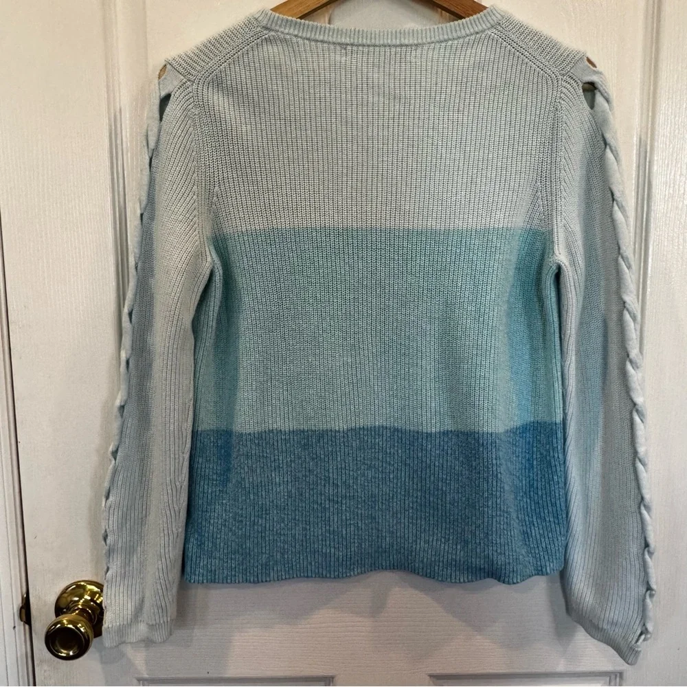 Lilly Pulitzer Cortina Ombre Colorblock Lace Up Sleeve Cotton Sweater Medium